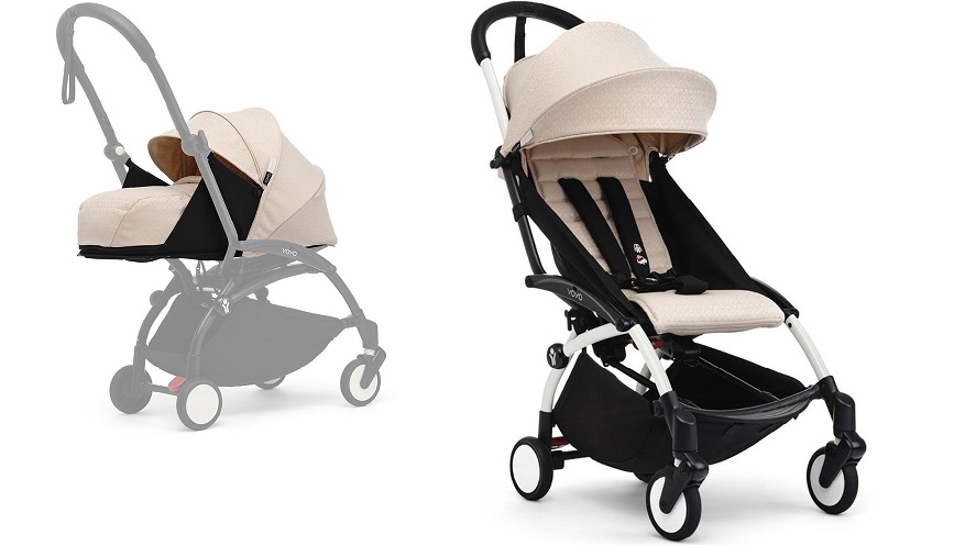 Carucior pentru copii BABYZEN YOYO² cadru alb 2 in 1 (pachet nou-nascut + sport) - Bonpoint Beige