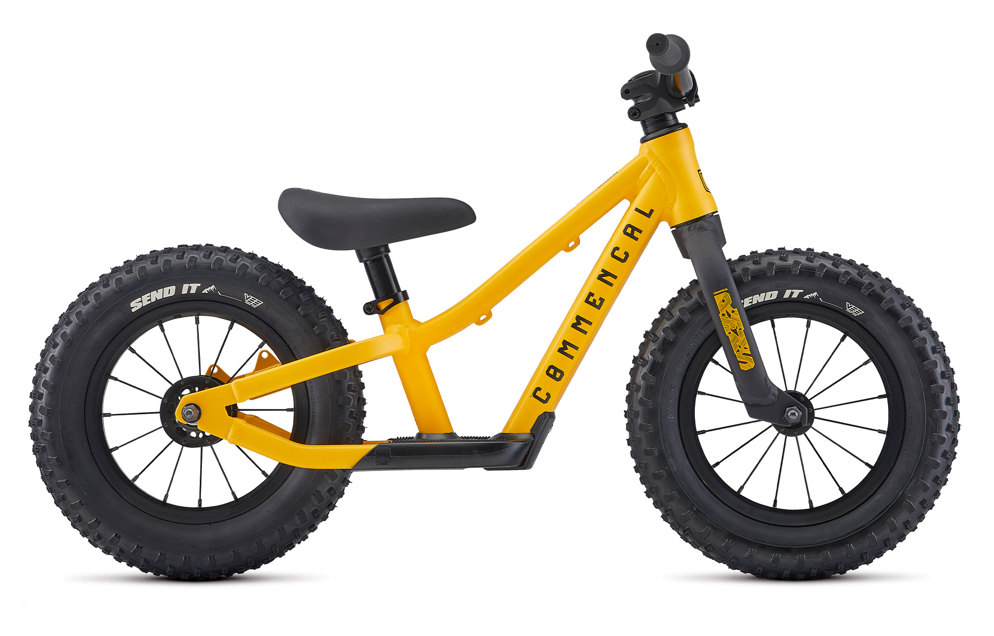 Bicicleta de echilibru COMMENCAL Ramones 12″ cu pedale – YELLOW