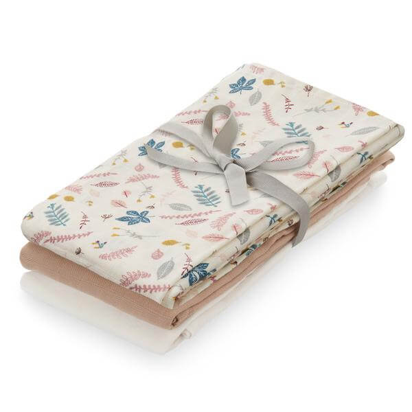 Mix 3 Museline Cam Cam - Pressed Leaves Rose/Dusty Rose/Creme White