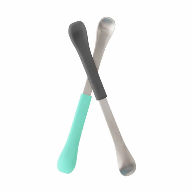 Set 2 lingurite cu doua capete Boon - Gri/Mint