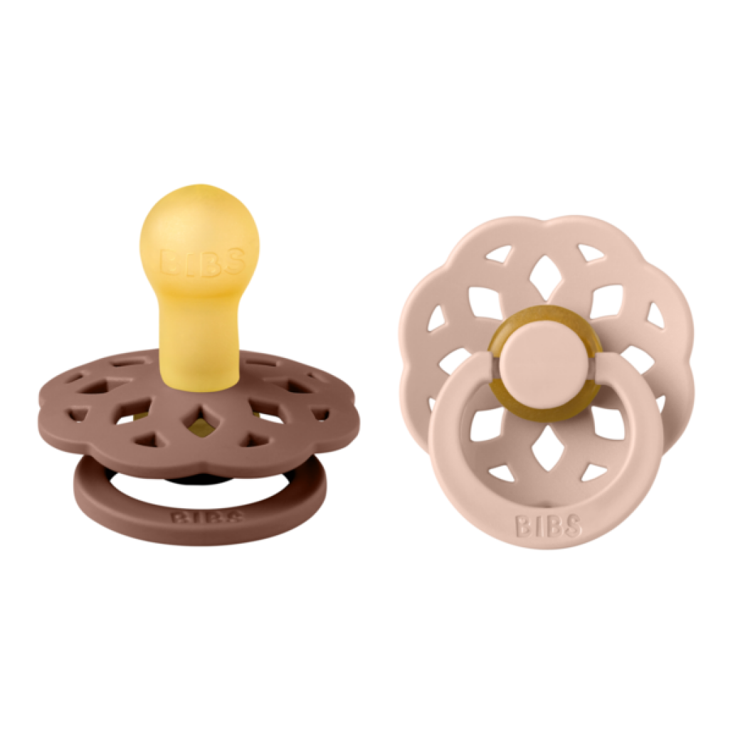 Set 2 suzete Boheme Latex cu tetina rotunda BIBS – Blush/Woodchuck