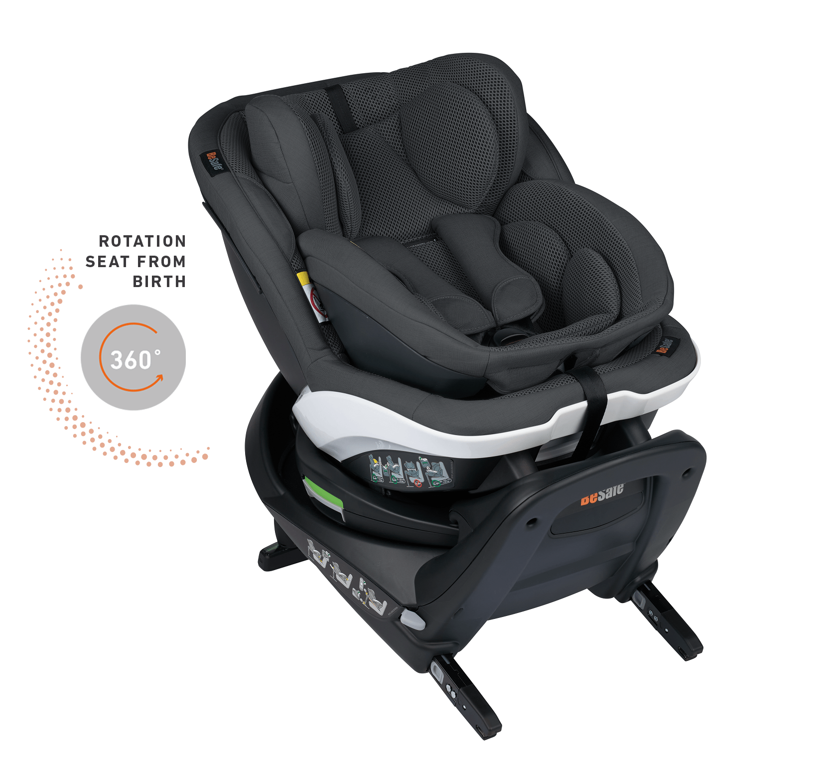Scaun auto pentru copii BeSafe iZi Turn B i-Size rotativ 0-4 ani - Metallic Mélange