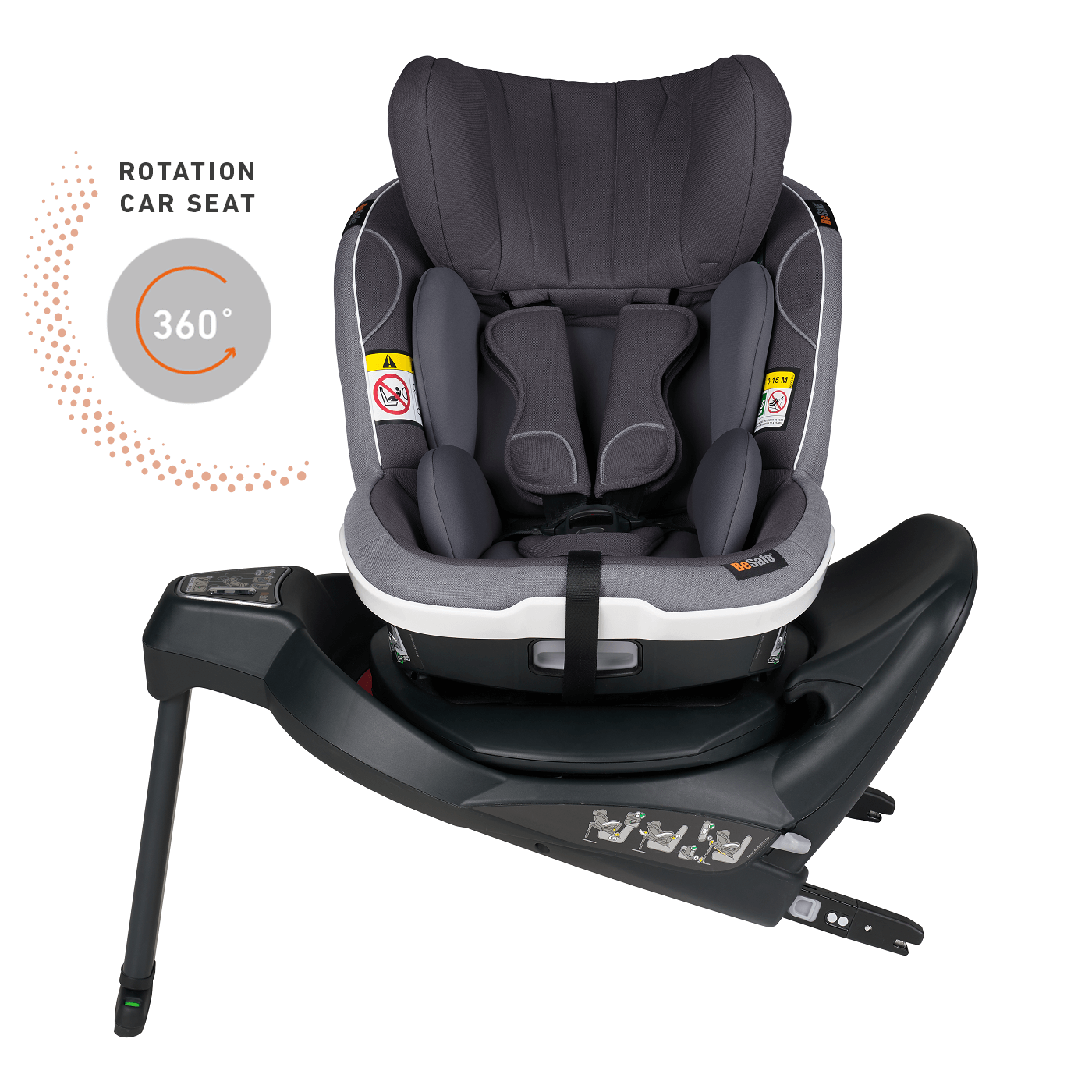 Scaun auto pentru copii BeSafe iZi Turn i-Size rotativ 6 luni-4 ani - Metallic Mélange