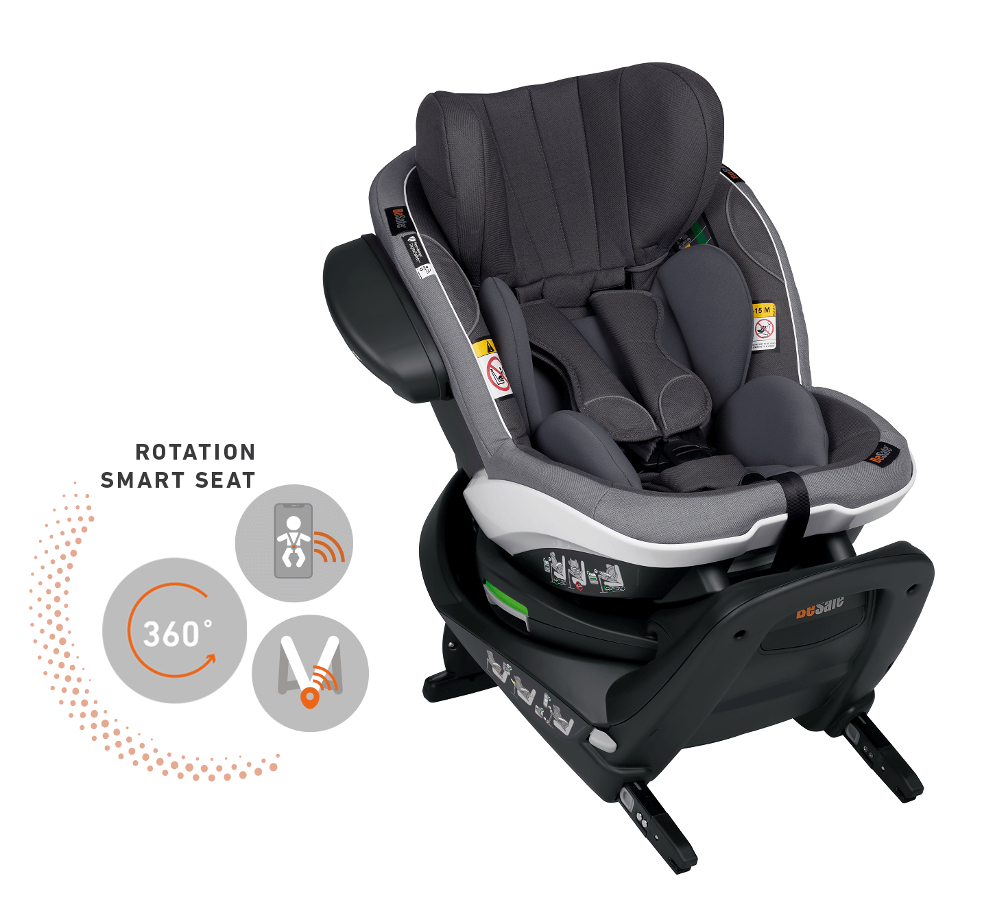 Scaun auto pentru copii BeSafe iZi Turn M i-Size rotativ 6 luni-4 ani - Metallic Melange