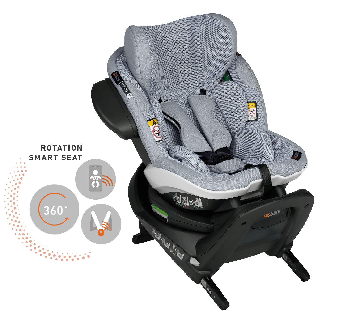 Scaun auto pentru copii BeSafe iZi Turn M i-Size rotativ 6 luni-4 ani - Peak Mesh